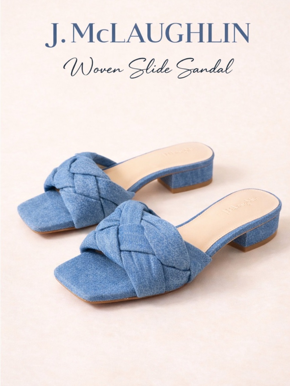 J. McLaughlin Light Blue Woven Slide Mule